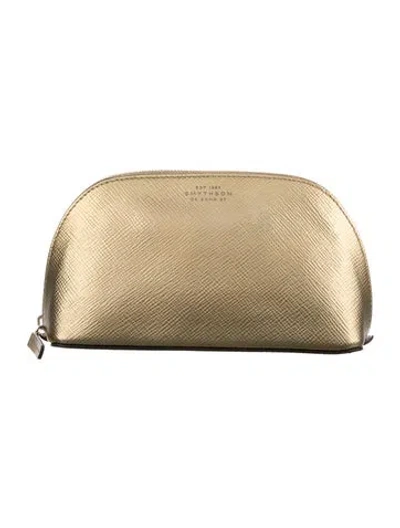 Pre-owned Smythson Gold Leather Cosmetic Bag