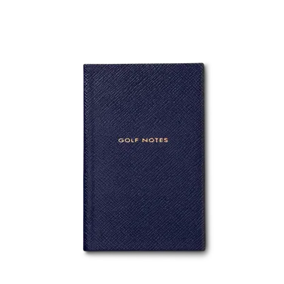 Smythson Golf Notes Panama Notebook In Navy