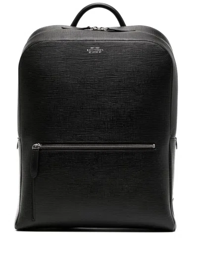 Smythson Grained-calf Leather Backpack In Black