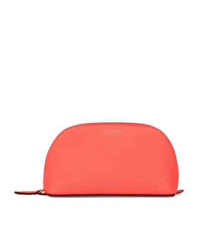 Smythson Grained Panama Leather Wash Bag In Pink