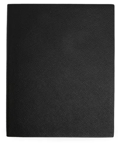 Smythson Grained-texture Unruled Notebook In Black