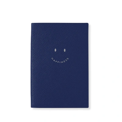 Smythson Happiness Chelsea Notebook In Panama In Blue