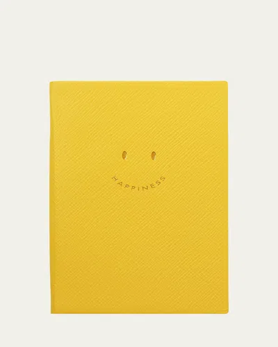 Smythson Happiness Chelsea Notebook In Panama Leather, Lemon