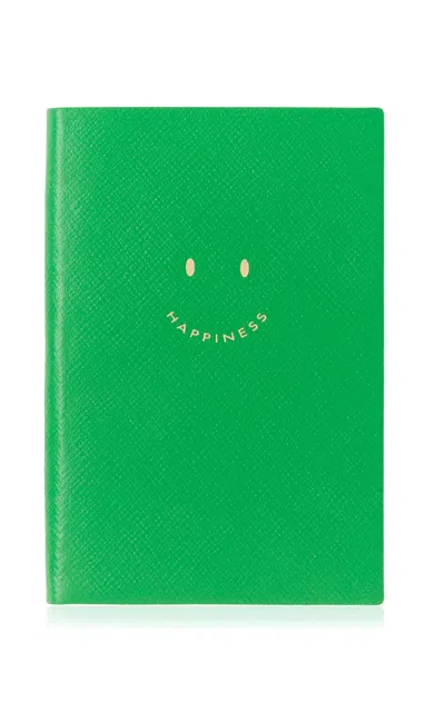 Smythson Happiness Chelsea Notebook In Panama In Bright Emerald