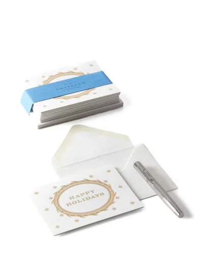 Smythson Happy Holidays Gift Cards In White