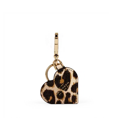 Smythson Heart Keyring In Panama In Leopard