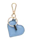 Smythson Heart Leather Keyring In 蓝色