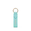 Smythson Keyring With Leather Strap In Panama In Bright Aqua