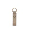 Smythson Keyring With Leather Strap In Panama In Sandstone
