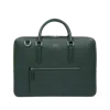Smythson Large Briefcase With Zip Front In Ludlow In Bottle Green