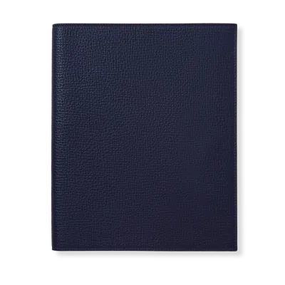Smythson Large Evergreen Refillable Notebook In Ludlow In Navy