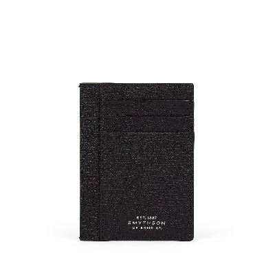 Smythson Large Flat Card Holder In Ludlow In Black
