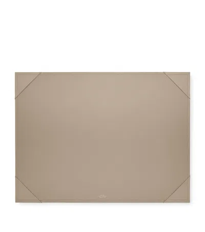 Smythson Large Leather Desk Mat In Beige