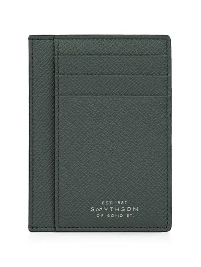 Smythson Large Panama Card Holder In Green