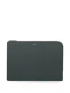 Smythson Large Panama-leather Laptop Case In Green