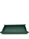 Smythson Large Rectangular Leather Tray In Green