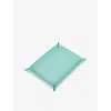 Smythson Large Rectangular Leather Trinket Tray Bright Aqua In Bright Aqua