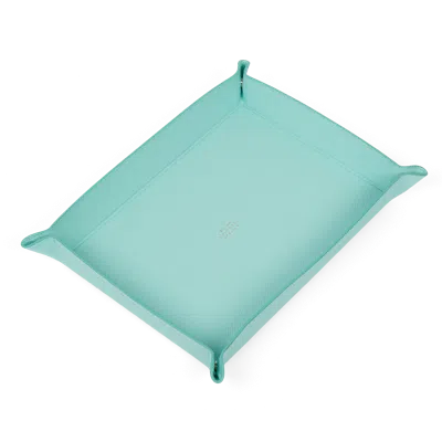 Smythson Large Rectangular Trinket Tray In Panama In Bright Aqua