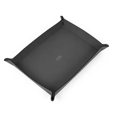Smythson Large Rectangular Trinket Tray In Panama In Storm Grey