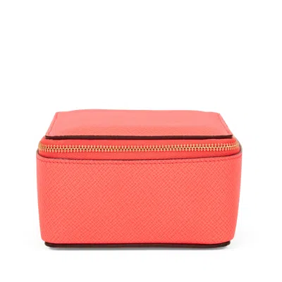 Smythson Large Square Trinket Case In Panama In Red