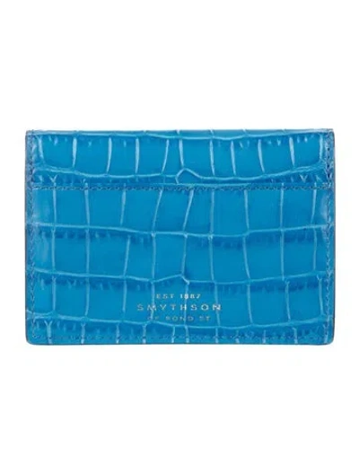 Pre-owned Smythson Leather Animal Print Card Holder In Blue