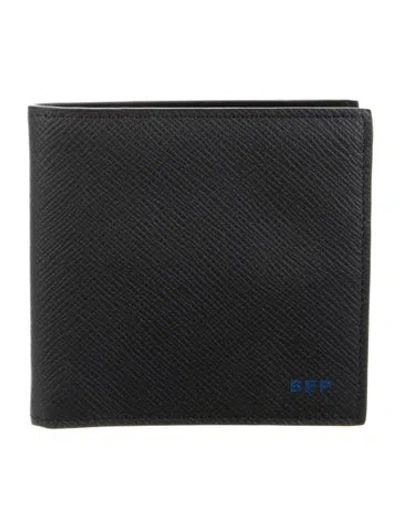 Pre-owned Smythson Leather Bifold Wallet In Black