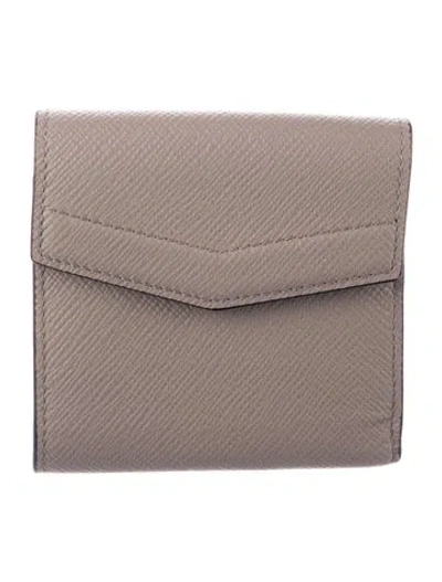 Pre-owned Smythson Leather Bifold Wallet In Purple