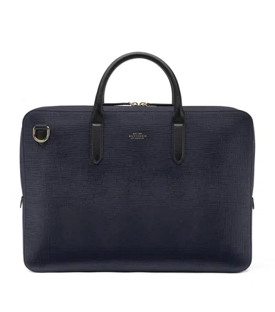 Smythson Leather Briefcase In Blue
