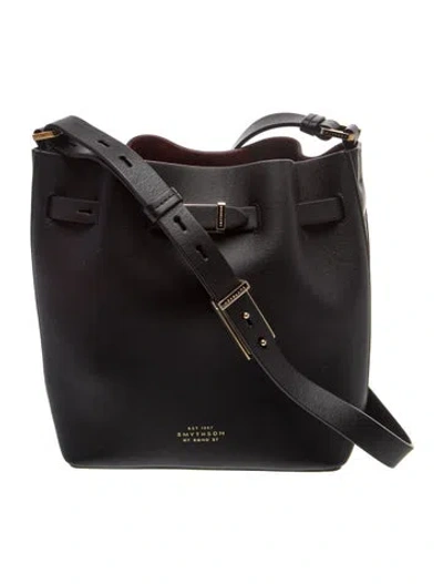 Pre-owned Smythson Leather Bucket Bag In Black