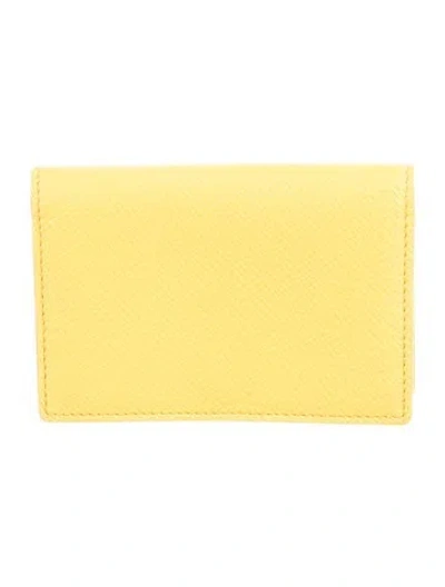 Pre-owned Smythson Leather Card Holder In Yellow