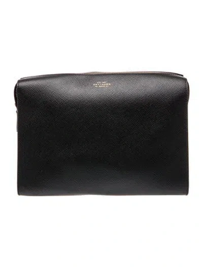 Pre-owned Smythson Leather Clutch In Black