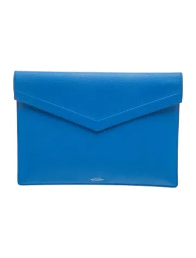 Pre-owned Smythson Leather Clutch In Blue