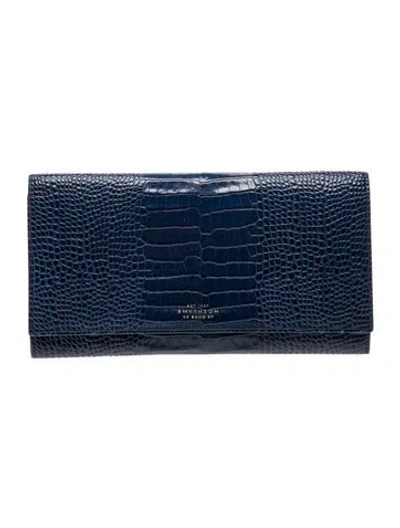 Pre-owned Smythson Leather Clutch In Blue