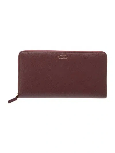 Pre-owned Smythson Leather Clutch In Burgundy