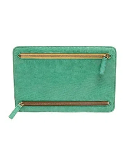 Pre-owned Smythson Leather Clutch In Green