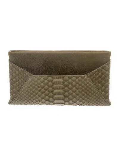 Pre-owned Smythson Leather Clutch In Green