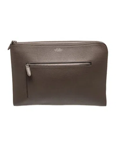 Pre-owned Smythson Leather Clutch In Grey