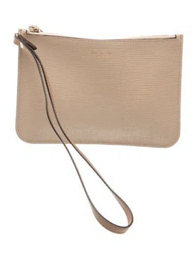 Pre-owned Smythson Leather Clutch In Neutral