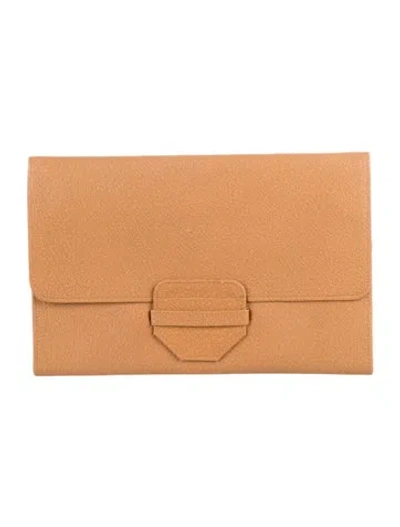 Pre-owned Smythson Leather Clutch In Neutrals