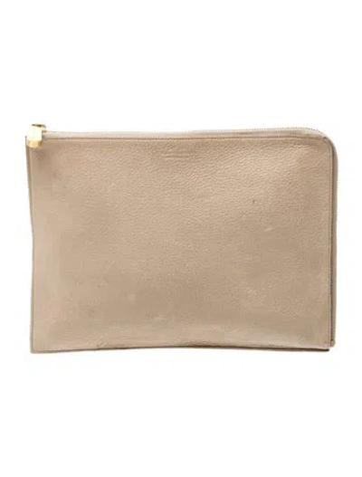Pre-owned Smythson Leather Clutch In Neutrals