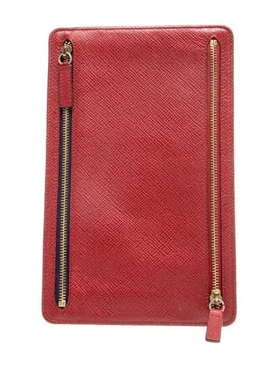 Pre-owned Smythson Leather Clutch In Red