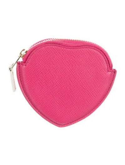 Pre-owned Smythson Leather Coin Pouch In Pink