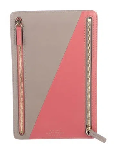 Pre-owned Smythson Leather Colorblock Pattern Wallet In Neutrals/pink