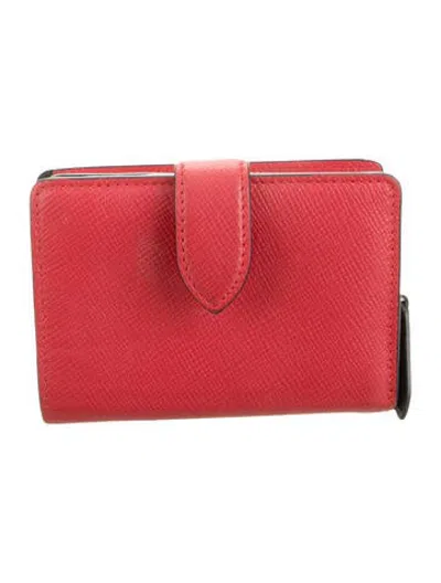 Pre-owned Smythson Leather Compact Wallet In Red