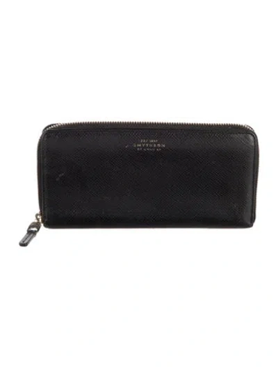 Pre-owned Smythson Leather Continental Wallet In Black