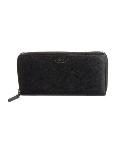 Pre-owned Smythson Leather Continental Wallet In Black