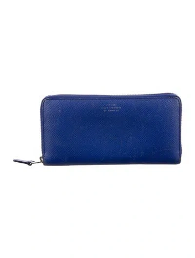 Pre-owned Smythson Leather Continental Wallet In Blue