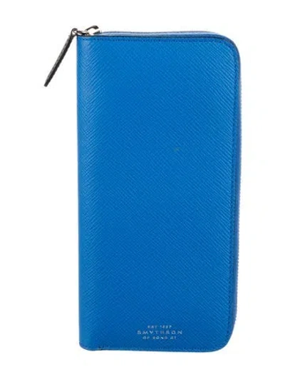 Pre-owned Smythson Leather Continental Wallet In Blue