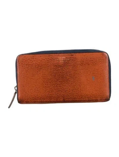 Pre-owned Smythson Leather Continental Wallet In Blue/orange