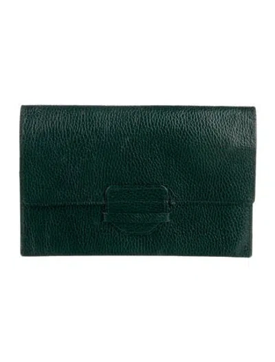 Pre-owned Smythson Leather Continental Wallet In Green